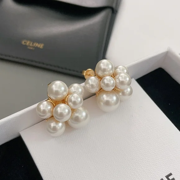 CELINE [Colored Bead Flower Earrings] Vintage Model